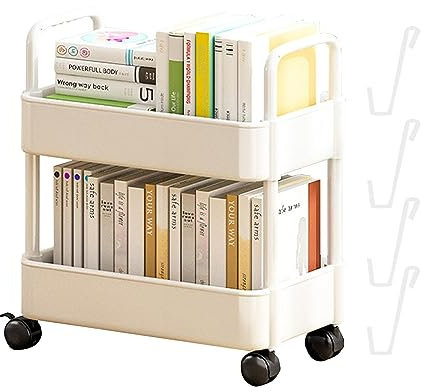 Estante De Almacenamiento Con Ruedas - Carrito De Libros | Carro Rodante Utilitario | Organizador De Carrito Con Ruedas | Multifuncional Carrito De 2 Niveles Para Cocina, Baño, Oficina, Lavander