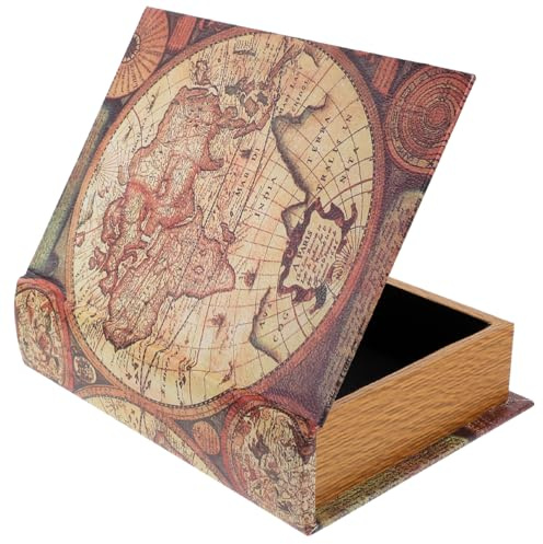 TOVINANNA Finto Libro Contenitore Vintage, 24x18x5,6 cm | Scatola Portaoggetti in Pelle PU per Nascondere Gioielli e Chiavi, Organizer Decorativo Scrivania, Ufficio