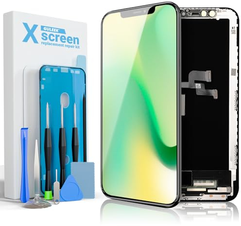 GULEEK Pantalla para iPhone X, 5,8 LCD Pantalla Táctil 3D Digitalizador Asamblea con Kit de Herramientas Reparación y Vidrio Templado