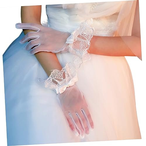Holibanna Weiße Brauthandschuhe Für Damen Spitzenhandschuhe Mit Schleife Einheitsgröße Für Hochzeit Und Party