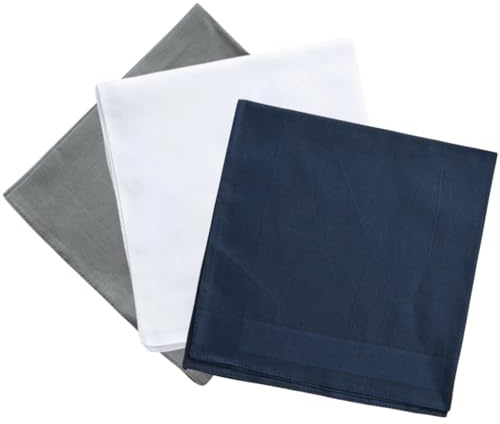 Navna 3 Pack Stofftaschentücher Herren, Uni Farbe Taschentücher Stoff, Traditionelle Herrentaschentücher Baumwolle, Stofftaschentuch, Wiederverwendbar Einstecktuch Für Männer Frauen, 40cm X 40cm