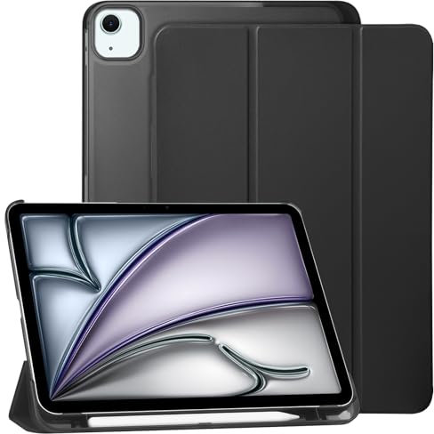 GOZOPO Funda para iPad Air 13 Pulgadas M3 2025 & M2 2024, iPad Pro 12.9 (2022-2018 Modelos), Funda Delgada y Ligera con Soporte para Lápices, Encendido y Apagado Automático, Negro