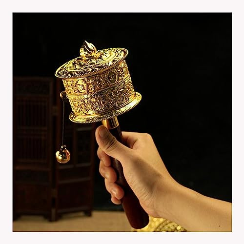 DubMag Tibetische Gebetsmühle, Buddhismus-Produkte, Handgebetsmühle, buddhistische Gebetsmühle, tibetisch-buddhistische Handgebetsmühle, Hum Sechs-Zeichen-Gebetsmühle aus reinem Kupfer