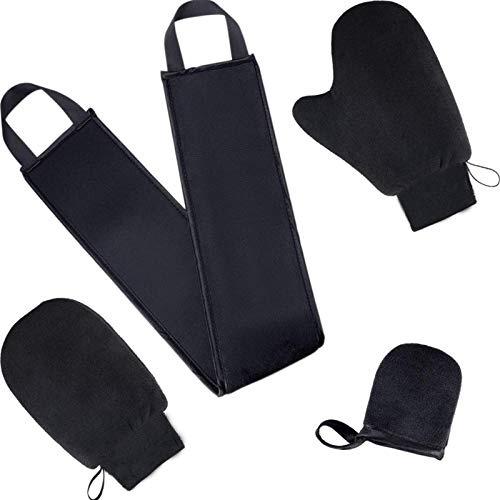 Kit guanto autoabbronzante - Set di guanti abbronzanti 4 in 1, guanto per applicazione autoabbronzante | Guanto autoabbronzante con cinturino posteriore, guanti esfolianti, minimanola facciale, applic