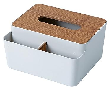 Kosmetiktücher Box Kunststoff-Taschentuchbox mit Holzdeckel, Serviettenhalter, Schreibtisch-Papierhandtuch, Heimküche, Organisation und Aufbewahrungszubehör für Esszimmer Badezimmer Schlafzimmer(Grijs