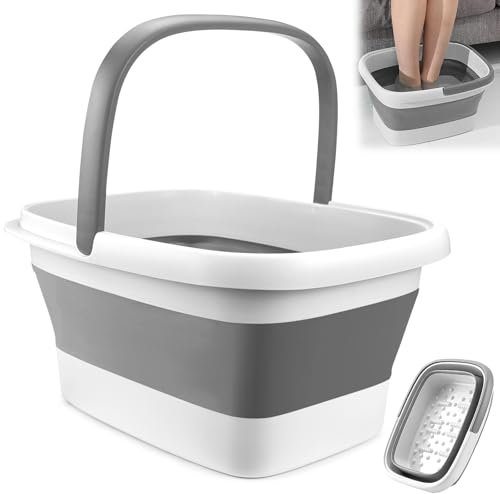Bain de Pied Pliable, Massage des Pieds Bassine Pied, Baignoire pour Pieds Pliable Avec Massage pour Le Bain de Pieds, La Pédicure, Le Soulagement de La Fatigue (Blanc grisâtre)