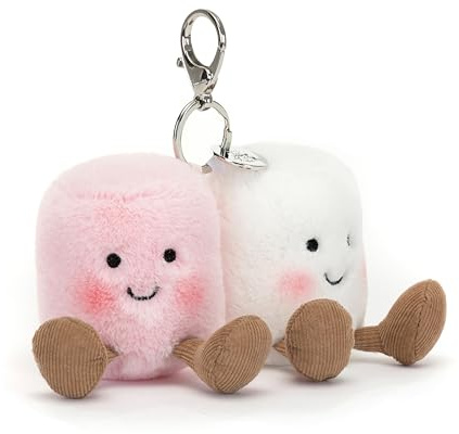 Jellycat Amuseables Pair of Marshmallows Bag Charm, 3.5 inches - Food Plush Keychain - Great Gift Idea