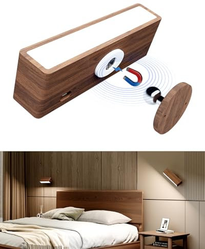 DetarZinLED Wall Sconces Rechargeable,Wireless Wall Lights Indoor,Wall Mounted Lamp with Touch Control Dim 360°Rotation, Cordless Stick On Wall Light for Bedroom Reading Bedside Living Room(1 Pack)