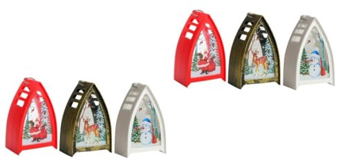 Artibetter 6 Stk Weihnachtsbeleuchtung Weihnachtsnachtlampe Weihnachtslaterne Flammenlose Rentierkerze Laterne Dekorativ Weihnachtliche Tischdekoration Weihnachtskerzen-nachtlicht Glas