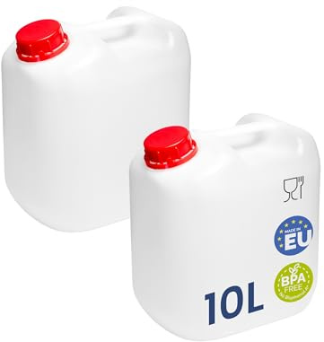 Garronda Garrafa Agua sin BPA Bidon 10 litros Seguro para Alimentos Depósito de Agua Camping Accesorios Garrafas Deposito Camper 2 Pack Blanco GD-0082