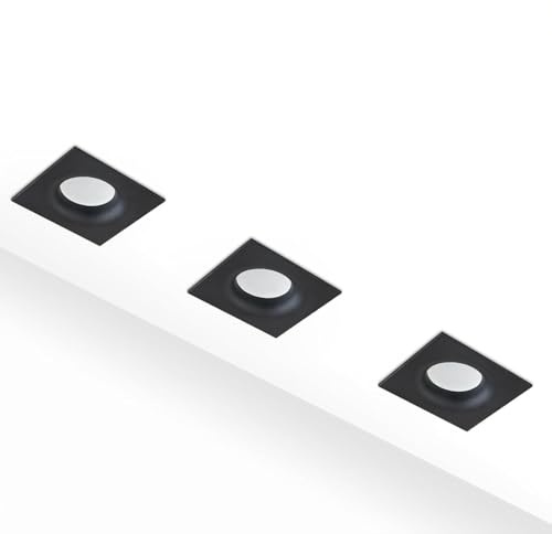 HCFEI LED Einbaustrahler Set eckig - schwarz 5 Watt dimmbar 230V flach blendfrei – Einbauleuchte Ø 68mm Bohrloch – Einbau-Spot Decken-Strahler Deckeneinbaustrahler (6er set - Warmweiß)