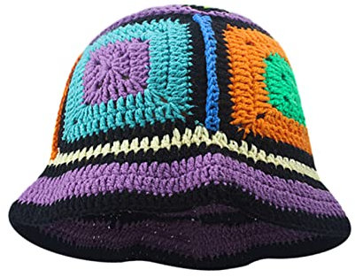 WASTEBIN Sombrero de pescador de punto para niñas, accesorio para fotos, bloques de color, sombrero de disfraz, accesorios para fotos, sombrero de pescador, color de contraste