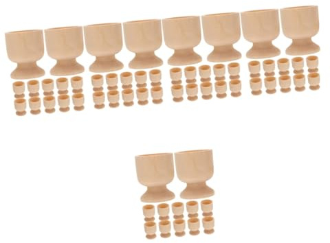 Ciieeo 60pcs Easter Eggs Decorate Cup Boys and Girls Wood Craft Stand Paint Party Supplies