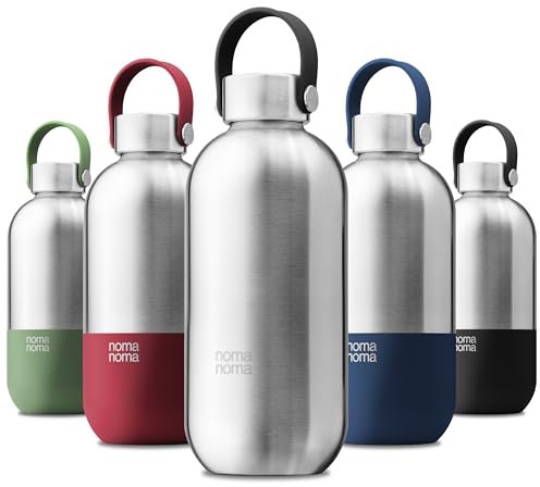 noma noma Insulated Bottle Kohlensäure geeignet - Edelstahl Trinkflasche 750ml - Thermosflasche auslaufsicher, BPA-frei & klimaneutral (750ml Ice Silver)