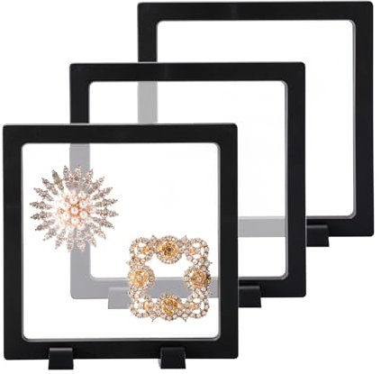 CAIYA 3 Pezzi Espositore a Telaio Galleggiante, Cornice Flottante Trasparente 3D, Espositore per monete Challenge, per la Visualizzazione di Francobolli, Medaglie, Gioielli, Campioni（14 x 14 x 2 cm）