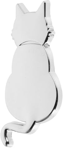 Cabilock Pegatina Metálica para Coche Gato 3D, Decoración Adhesiva Plateada Resistente, Tamaño Compacto, Protector contra Rayones, para Parachoques y Laterales, Uso Exterior, Apta