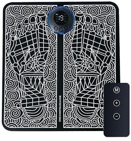 EMS Foot Massager with Remote Control - 8 Modes & 19 Intensity Levels for Pain Relief, Muscle Recovery & Improved Blood Circulation - Foot Massager for Neuropathy, Edema Relief and Home Use