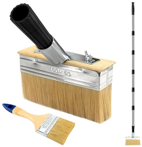 ATEK Decking Paint Brush, 70” Long Handle Deck Stain Applicator with Soft Thick Bristles, 3” Paint Brush for Woodstains, Oils, Deck Coatings, Fence, Wall, Furniture Decking Paint Brush for Painting