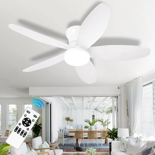 LASANYA 100cm Ventilatore da Soffitto con Luce, 6 Velocità Silenziose 3CCT | 5 Pale Ventilatore da Soffitto, Dimmerabile Luce LED, Telecomando, Timer, Reversibile, per Camera da Letto e Soggiorno