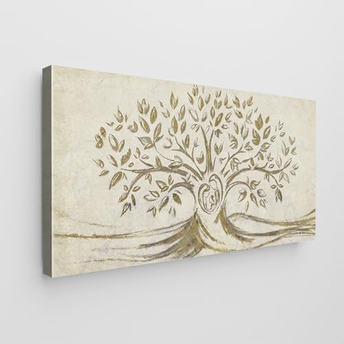 Giallobus - Quadro - Art Capezzale moderno II - Tela Standard - 140L x 70l cm - 01 - Sacra Famiglia e Albero vita - Beige - Pronto da appendere - Quadri moderni per la casa