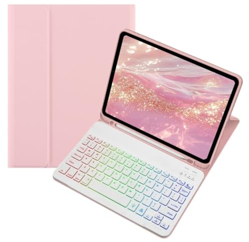 kaidisen Funda colorida con teclado retroiluminado para iPad Pro de 13 pulgadas (M4) con teclado magnético desmontable Bluetooth RGB retroiluminado, lindo color caramelo para estudiantes de negocios