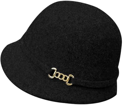 Damen Wollmütze Retro-Fischerhut Elegante Fedorahüte Mit Krempe Fedora Filzmütze Für Winter Herbst Warme Eimerhüte Glockehut Schirmmütze Damenhut Accessoires Zum Wandern Reisen Hochzeit Outdoor