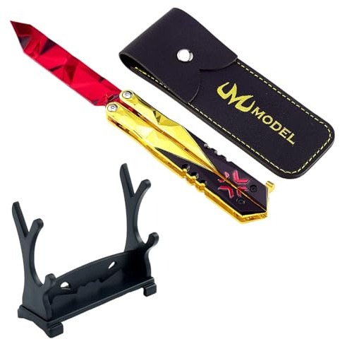 SUJEBKC 1x Valorant Ruby Blade, cuchillo Champion, completo con soporte de exhibición, réplica de juguete Valorant