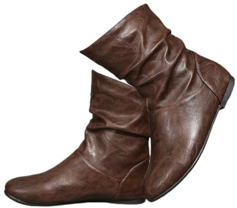 Slouch Boots,Ankle Boots for Women Uk,Ladies Leather Pointed Toe Slouch Ankle Boot,Comfortable Low Heel Booties for Women Low Top Pull on Casual Booties Winter Slip-On Cowgirl Shoes