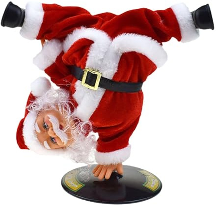 Generisch Weihnachtsdeko Singender Weihnachtsmann Tanzender Weihnachtsmann Dekofigur mit Musik Spielzeug Weihnachtsdekoration Lustige Santa Claus Swinging Weihnachten Figur Geschenk (Rot)