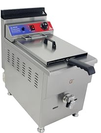 Gasfrit Friteuse à gaz professionnelle avec robinet 17 l ou 2 x 17 l, acier inoxydable, thermostat EGO, allumage électronique, zone froide, hôtellerie, bars, restaurants