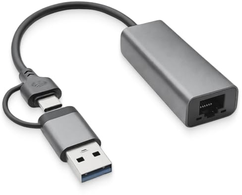 Adaptateur USB Ethernet,480Mbps 2-en-1 USB-C Ethernet, Adaptateur USB C vers HDMI et RJ45 LAN, Boîtier Aluminium Durable, Indicateurs LED, Compatible PC, Tablette et Smartphone