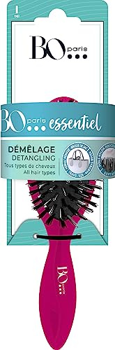 Bo... Paris - Brosse cheveux spécial démêlage - Brosse à cheveux avec poils en nylon - Brosse format nomade - Pour tous types de cheveux - Lot de 1