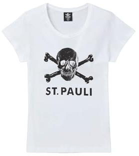 FC St. Pauli T-Shirt - tailliert Totenkopf Weiss