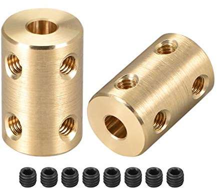 sourcing map 2 Stück 5mm bis 5mm Bohrung Starre Kupplungsschraube L22XD14 Kupfer Wellenkupplungsverbinder Motorzubehör