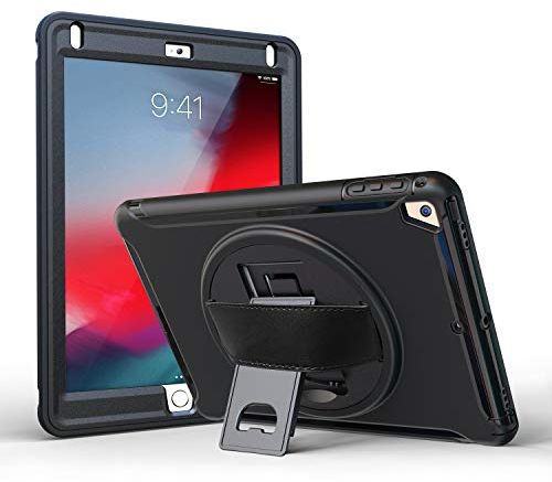 ProCase iPad 9.7 Cover, 2018 iPad 6th Gen / 2017 iPad 5th Gen Cover, iPad Pro 9.7 Custodia, iPad Air 1/2 Custodia,Rugged Custodia Protettiva Antiurto Rotante per Kickstand per iPad 9.7 –Nero