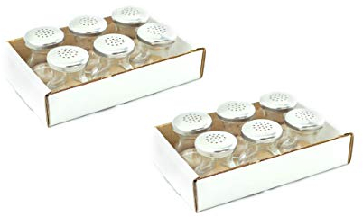 HostelNovo - Pack 12 saleros en Cristal con tapa de acero inoxidable - Resistente a corrosión - Diseño elegante y ergonómico - Práctico tamaño para la mesa