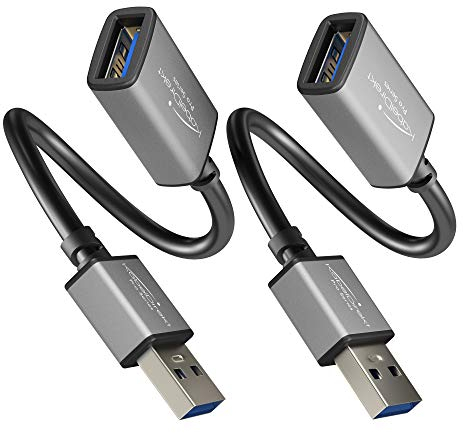 KabelDirekt – USB A 3.0 Verlängerungskabel – 0,15m x2 (Stecker A auf Buchse A, Für Alle A-Anschlüsse, Schwarz/Space Grey) – PRO Series