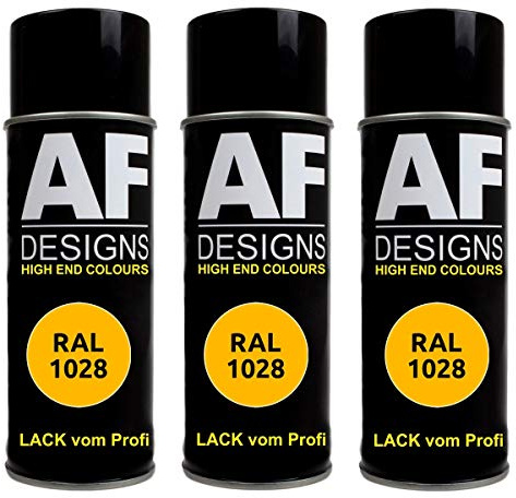 Alex Flittner Designs Spraydose RAL1028 MELONENGELB seidenmatt, seidenmatt | 3er Pack RAL Spraydosen a 400 ml pro Dose