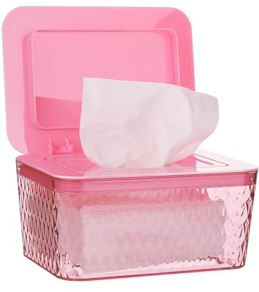 Whiidoom Feuchttuchhalter, große Kapazität, Feuchttücher-Spender, Feuchttücher-Box, hält Windel-Feuchttücher frisch, staubdicht, mit Deckel (Pink)