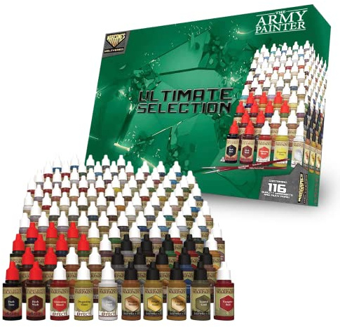Wargames Delivered The Army Painter Ultimate Miniature Paint Sets - Acrylic Model Paints for Plastic Models - Miniature Painting Kit - 116 Acrylic Paints, 4 Paint Brushes, Mixing Balls & Bottles