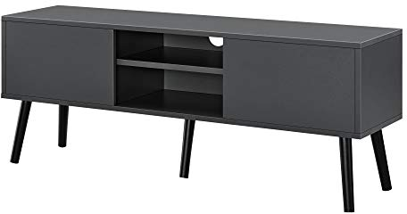 [en.casa] Fernsehtisch Eskilstuna mit Schranktüren und Ablagefächern Fernsehschrank TV Sideboard für Schlafzimmer, Wohnzimmer 120 x 29,5 x 46,5 cm Dunkelgrau