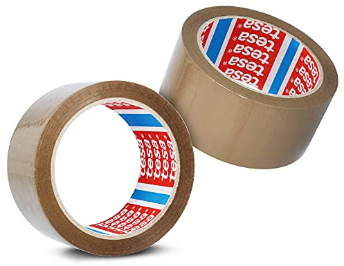 Tesa® Solvent Lot de ruban adhésif d'emballage Marron 66 m x 48 mm Ruban adhésif d'emballage | Résistant aux UV pour emballage de colis & boîtes d'expédition | Accessoires de bureau