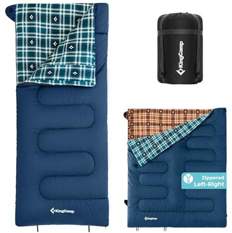 KingCamp Sleeping Bag 4 Season in Cotton Flannel Sleeping Bags for Adult Kids Junior Lightweight Winter Warm Envelope Style for Hiking Backpacking Camping Traveling Indoor Outdoor