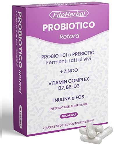 Fermenti Lattici Probiotici e Prebiotici insieme 40 miliardi CFU Ceppi Batterici Lactobacillus e Bifidobacterium con Inulina e Zinco + Vitamin Complex B2 B6 D3 in Capsule Gastroresistenti
