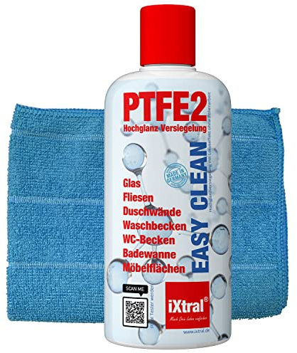 iXtral® PTFE2 Dusche vor Kalk Schmutz schützen EASY CLEAN Versiegelung schmutzabweisender Abperleffekt Lotuseffekt für Dusche Glas Fliesen Porzellan Bad Reinigung