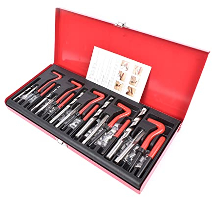 Bisenya 131-tlg Gewinde Reparatur Satz Gewindereparatursatz Gewindereparaturwerkzeuge M5 M6 M8 M10 M12 Gewinde Rot