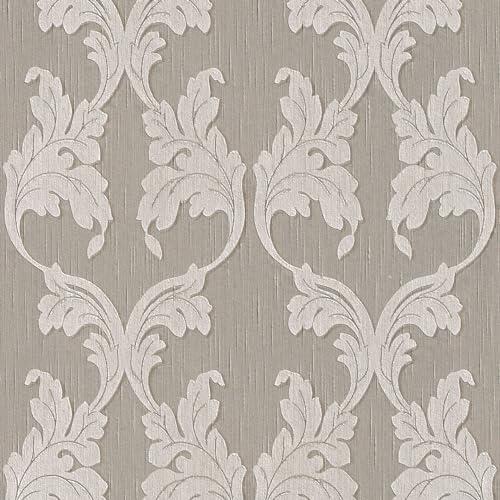 Profhome 956286-GU Textiltapet barock matt färg grå beige 5,33 m2