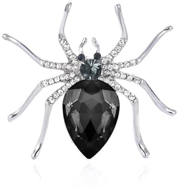 QUKE Spider Shape Brooch Pins Rhinestone Zirconia Crystal Cloth Pin for Women Girls