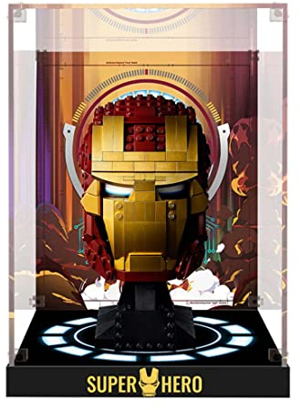 ALiquid Acrylic Display Case for Lego Iron Man Helmet 76165, 3MM Acrylic Display Box for Lego 76165 (Building Set NOT Included)