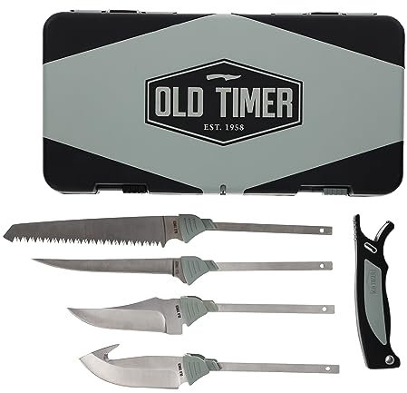 Old Timer Switch-It Hunting Kit with 4 Interchangeable Blades, Traveling Case and Knife Sharpener for Hunting, Field Dressing, Skinning, Camping, and Outdoors